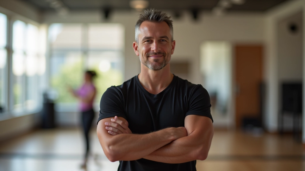 Experienced Latin dance instructor demonstrating moves with confidence in a bright studio