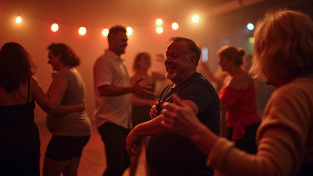 Group of people dancing together at a social dance event